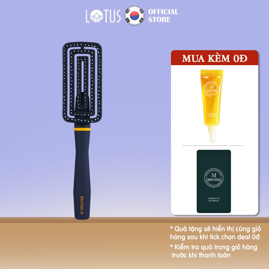 Lược gỡ rối chống rụng, sấy tạo kiểu và làm khô nhanh tóc BRITISH M FLEX GENTLE BRUSH chuẩn salon