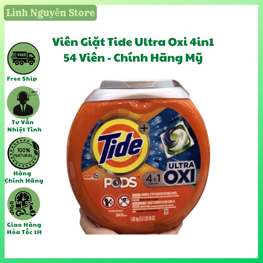 Viên giặt Tide Ultra Oxi 4in1 (54 viên) - Mỹ