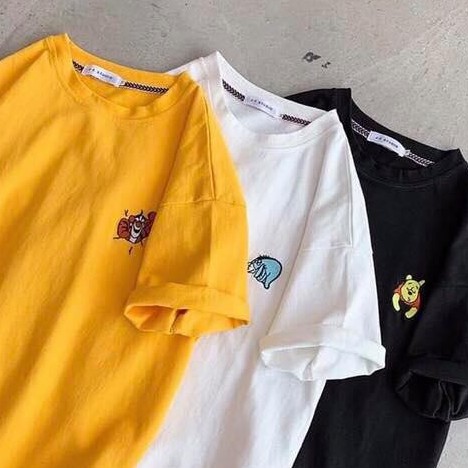 Áo thun tay lỡ form rộng - phông nam nữ cotton oversize - T shirt thêu con vật - 2N Unisex
