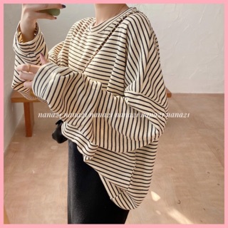 Áo nỉ pha len kẻ oversize