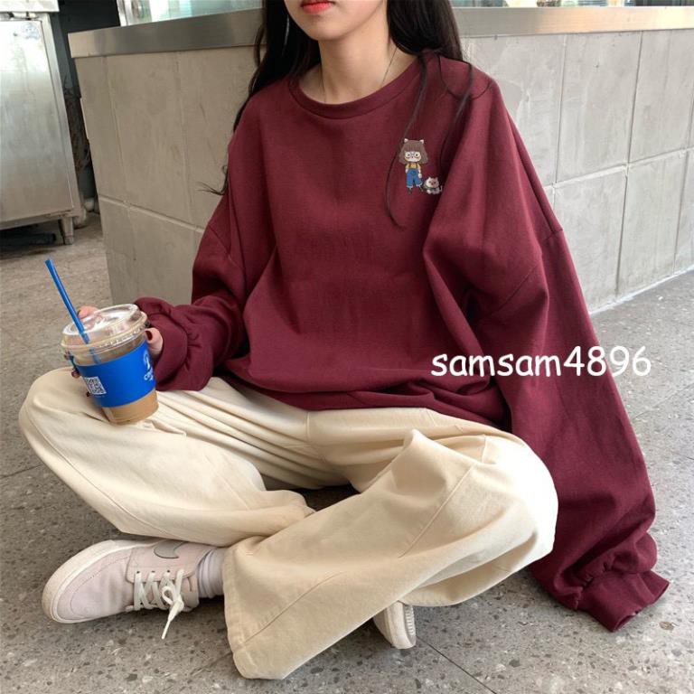 Áo sweater form rộng Unisex cô chủ và cún con siêu xinh PT5, Áo hoodie nỉ không mũ phong cách oversize streetwear | BigBuy360 - bigbuy360.vn