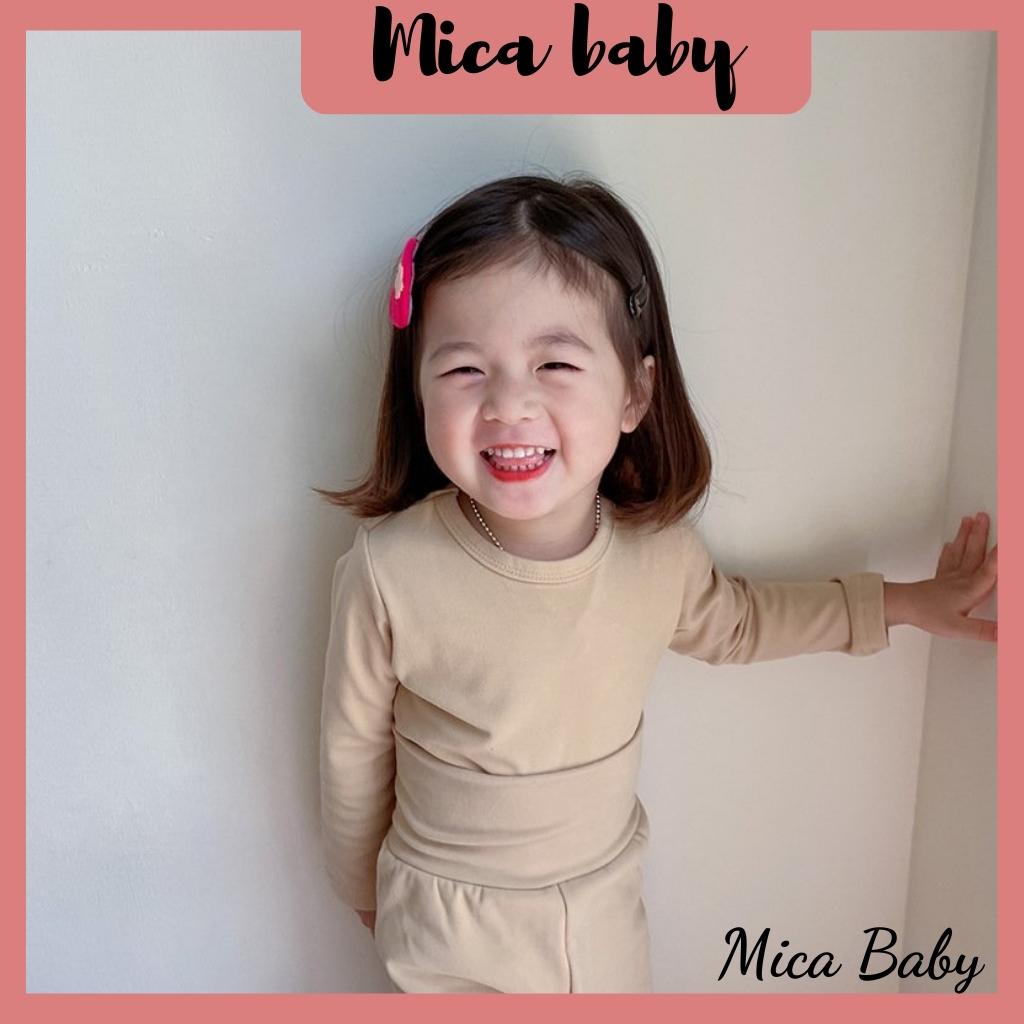 Bộ quần áo cotton nỉ giữ nhiệt màu trơn cho bé Mica baby QA14