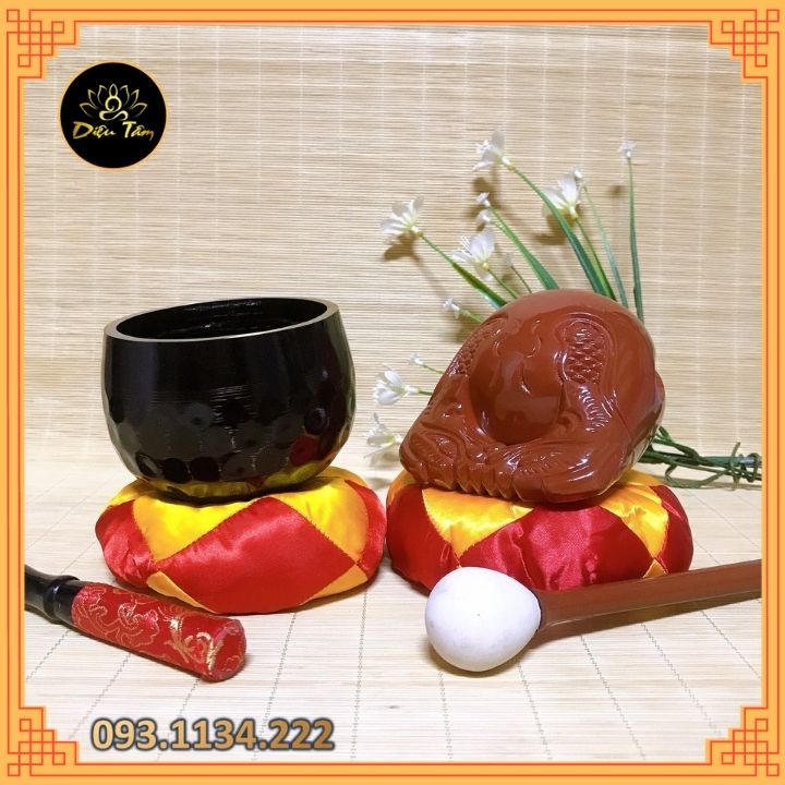 Chuông mõ tụng kinh Phật gia trì Đài Loan 4 inch đen
