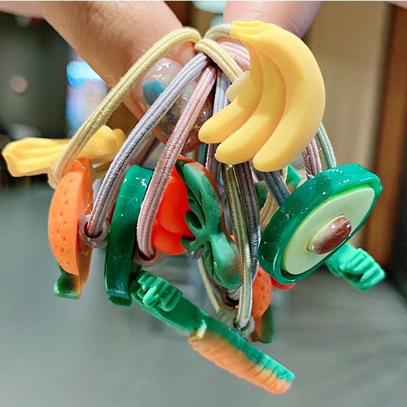 Set 10 Dây/ Chun Buộc Tóc Trái Cây Nhiều Sắc Màu Cho Bé Yêu (giao ngẫu nhiên)   Clovershop68