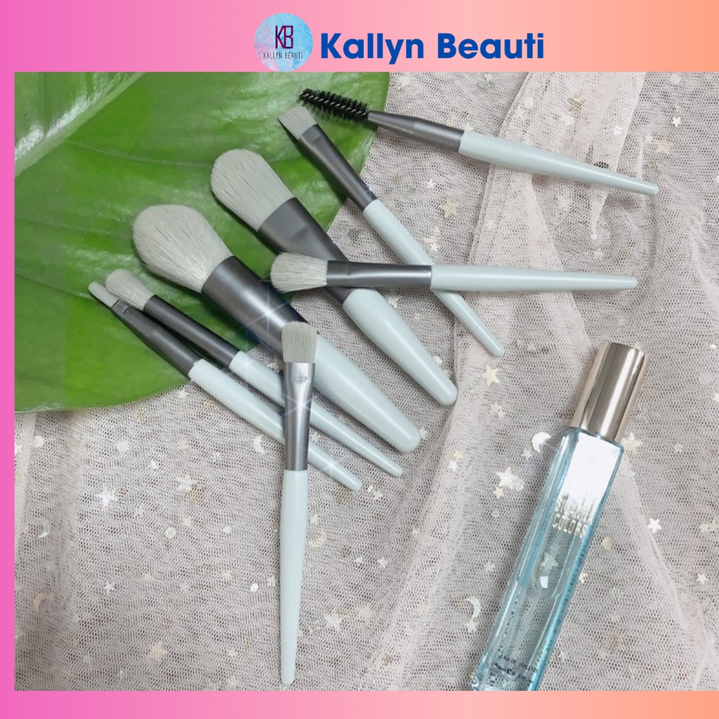 Bộ cọ trang điểm 8 cây makeup cá nhân nhỏ gọn kèm túi zip Kallynbeauti