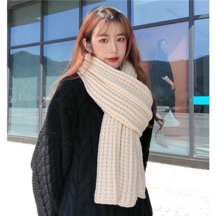 Khăn len choàng quàng cổ giữ ấm mùa đông kiểu dáng Hàn Quốc