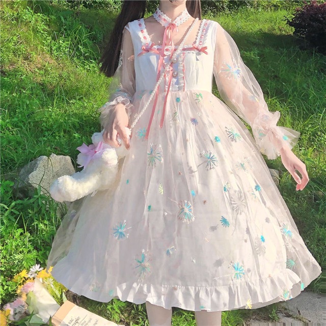 Váy / Đầm Lolita Dáng Xoè - Tặng Vòng Cổ, váy đầm công chúa,dự tiệc, tiểu thư, nàng thơ, sang chảnh