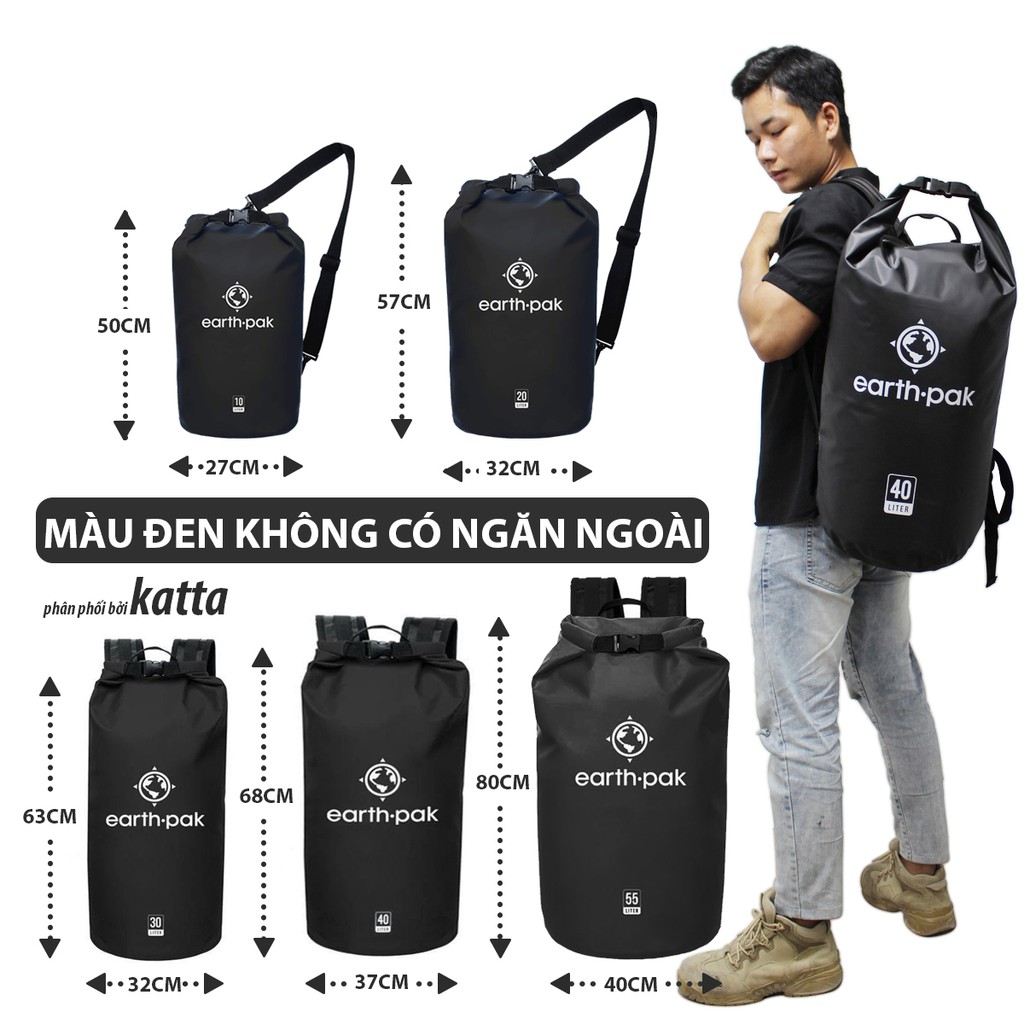 Balo du lịch chống nước x5 Earthpak đi phượt, leo núi có size lớn đến 55 lít sản xuất tại Việt Nam_Katta_V03_PK160