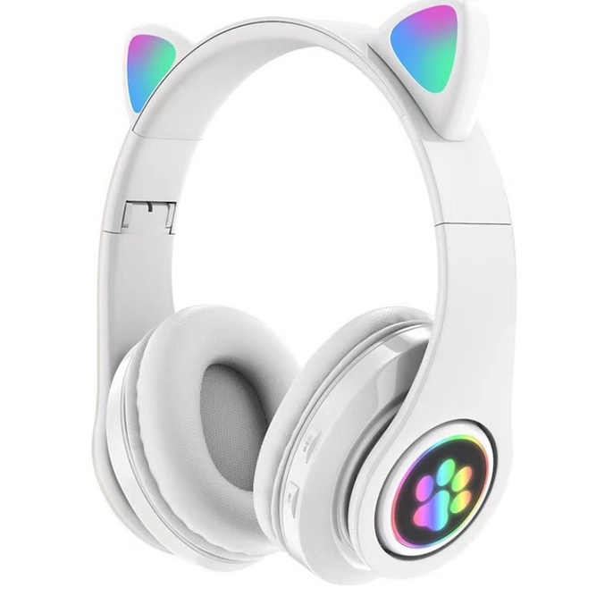 Tai nghe bluetooth 5.0 âm bass mạnh mẽ dung lượng pin khủng có mic hỗ trợ thẻ nhớ TF thiết kế tai mèo dễ thương MIGU.VN