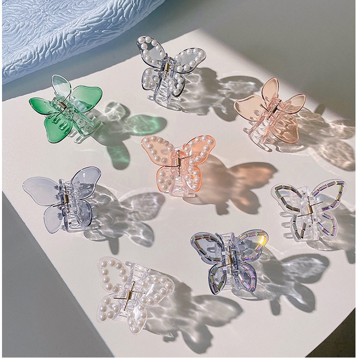 Kẹp tóc càng cua trong suốt hình bướm phong cách Hàn Quốc dành cho nữ