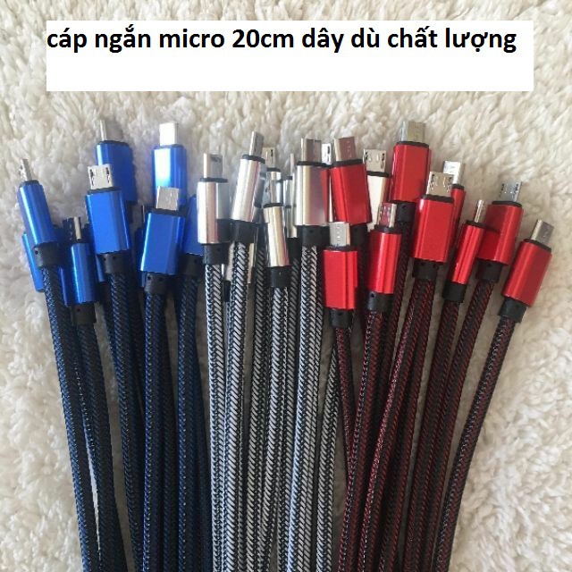 Cáp sạc ngắn 30cm dây dù siêu bền cho Type C-IP- Micro usb