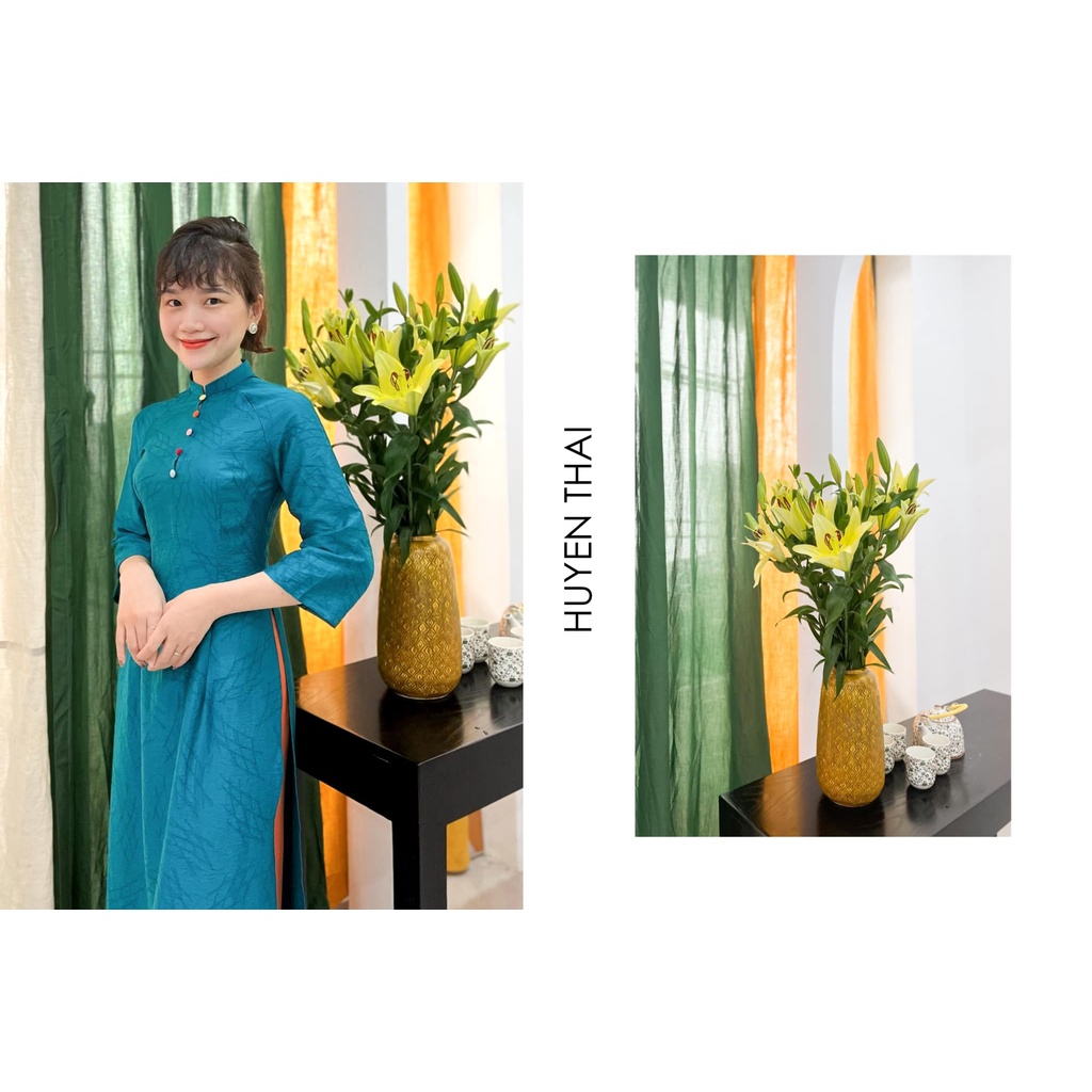 ÁO DÀI TRƠN DÁNG EO ĐÍNH CÚC | HUYENTHAI