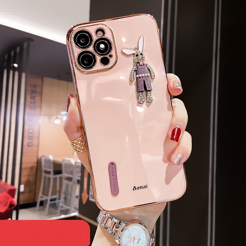 Tide Brand 6D Rubik's Cube Electroplating Water Brick Little White Rabbit Phone Case IPhone 13 13Pro 13Promax 12 12Pro 12Pro 11 11Pro 11Promax XSmax X XS XR 8 7Plus