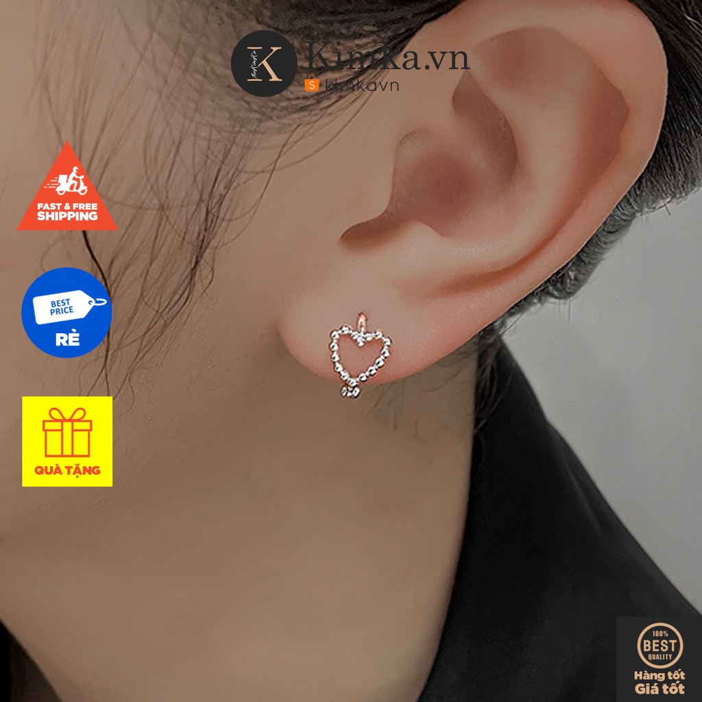 (0665) Khuyên Tai Hàn Quốc Điểm Trái Tim Viền Nhỏ
