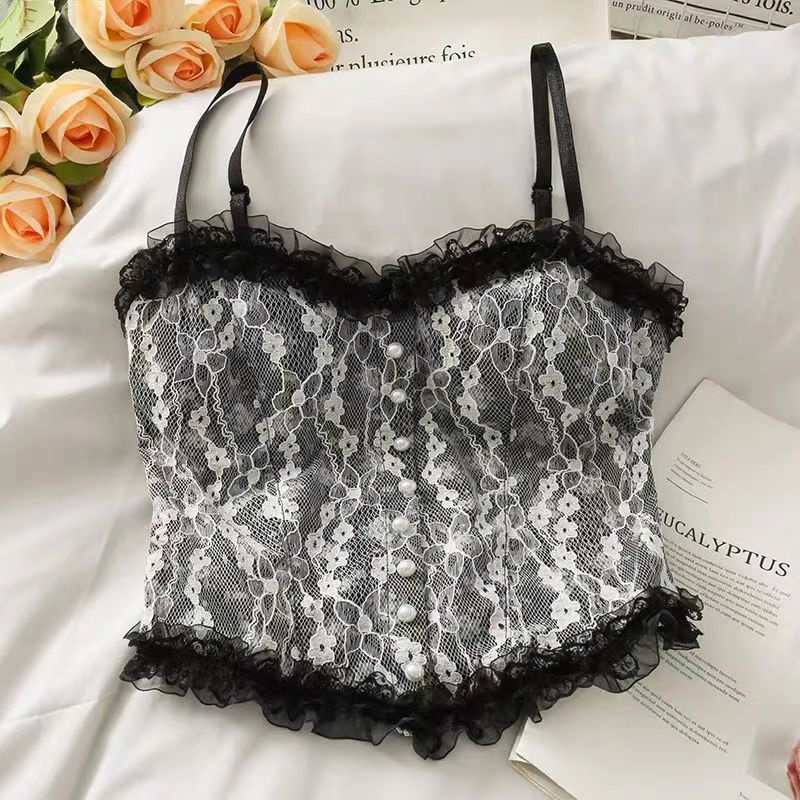 Áo tanktop COZOKC không tay phối ren quyến rũ thời trang