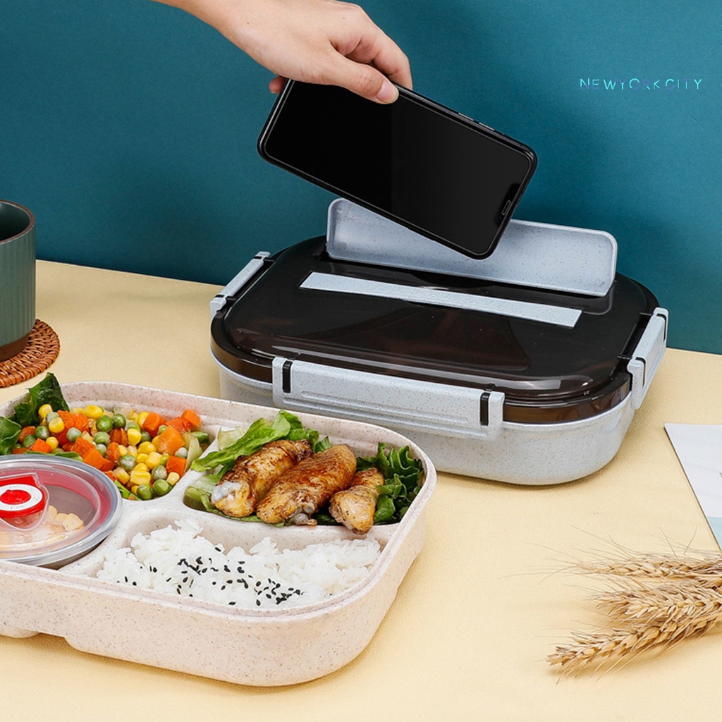 1 Bộ Hộp Đựng Cơm Trưa Bằng Nhựa 800ml Có Chia Ngăn Thông Dụng Cho Trường Học