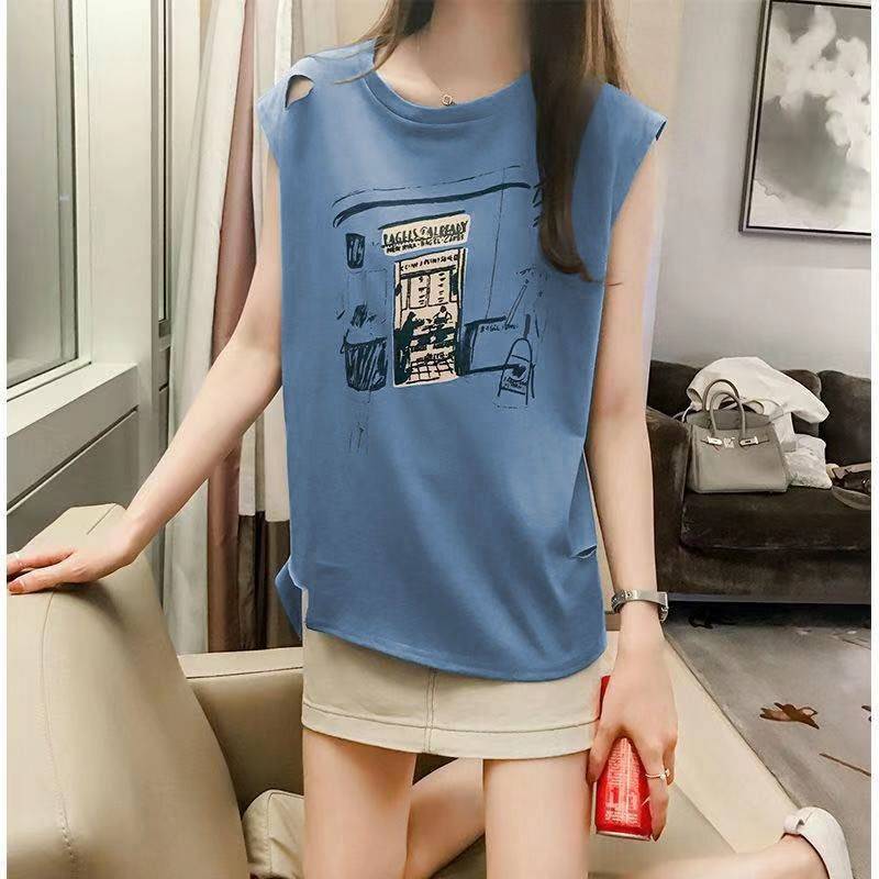 Áo Thun Cotton Sát Nách Dáng Rộng Kiểu Hồng Kông Cá Tính Cho Nữ | BigBuy360 - bigbuy360.vn