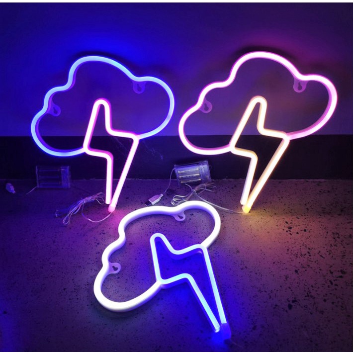 Đèn led NEON treo tường trang trí phòng ngủ dùng pin và USB nhiều kiểu dáng decor phòng ngủ