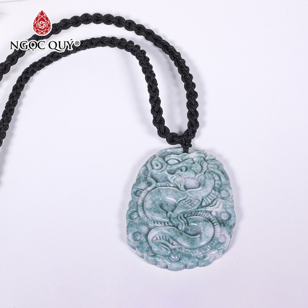 Mặt đá Cẩm thạch Jadeite khắc hình rồng mệnh hỏa , mộc - Ngọc Quý - NQMDC0555