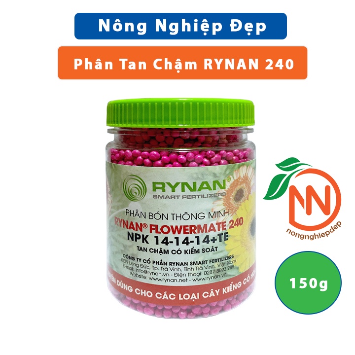 RYNAN 240 (Hũ 150g) NPK 14-14-14+TE - Phân Tan Chậm Thông Minh Có Kiểm Soát Dành Cho Lan, Bonsai