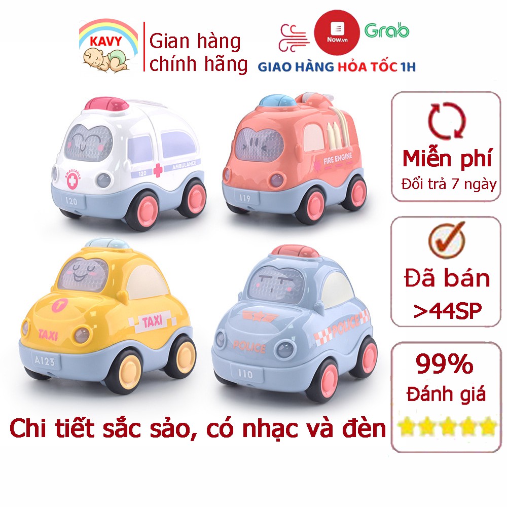 Đồ chơi xe ô tô quán tính KAVY có đèn và nhạc mô tả xe cứu hỏa, cứu thương, cảnh sát, taxi đẹp và dễ thương