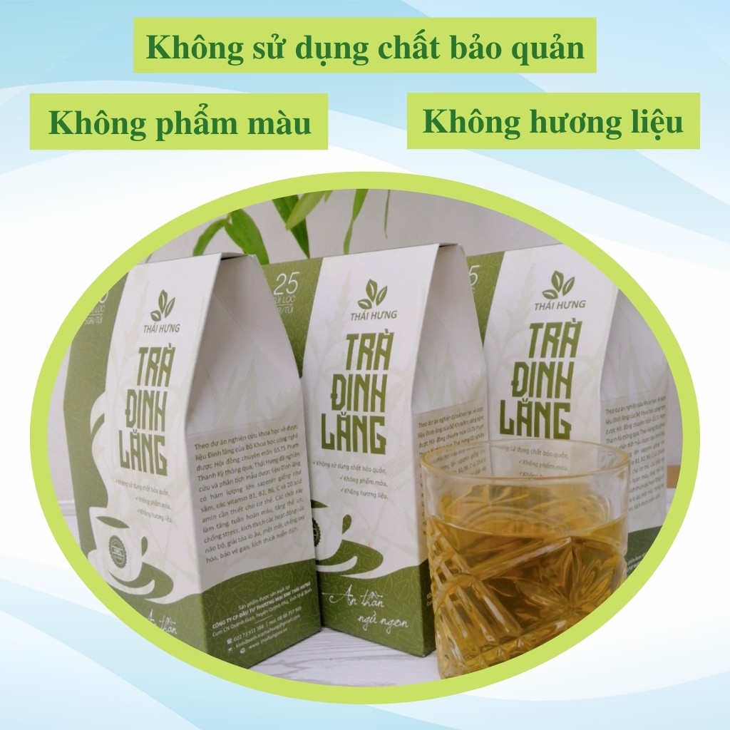 TRÀ - Đinh Lăng Thái Hưng - An Thần, Ngủ Ngon, Giảm Stress, Rối Loạn Tiền Đình - 25 túi lọc 125gr / ad.tea