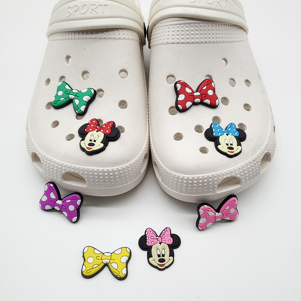 Jibbitz / sticker Phụ Kiện Trang Trí Giày Crocs Hình Chuột Mickey Minnie Đáng Yêu