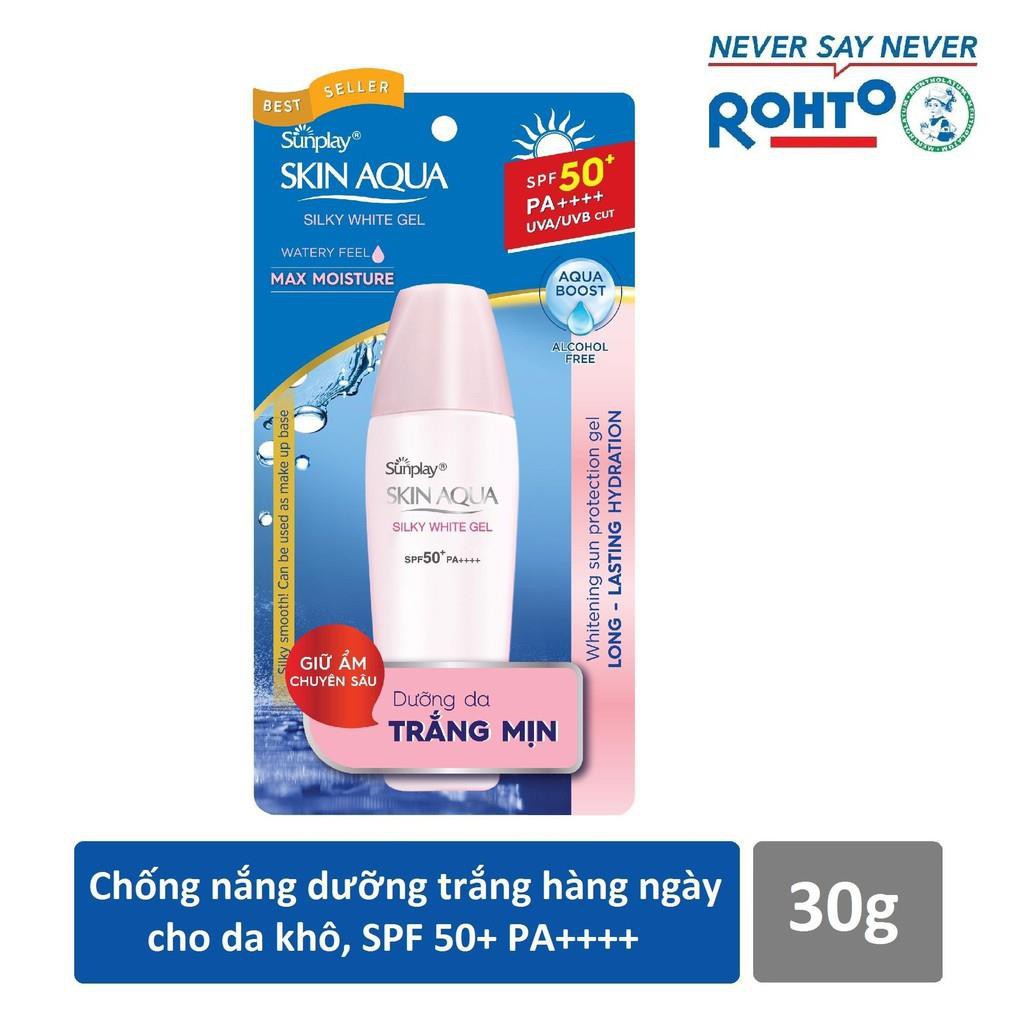 Gel Chống Nắng Dưỡng Da Trắng Mượt Sunplay Skin Aqua Silky White Gel SPF 50+ PA++++ 30g