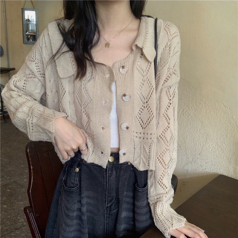 Áo khoác cardigan dệt kim tay dài dáng rộng phong cách retro thời trang dành cho nữ