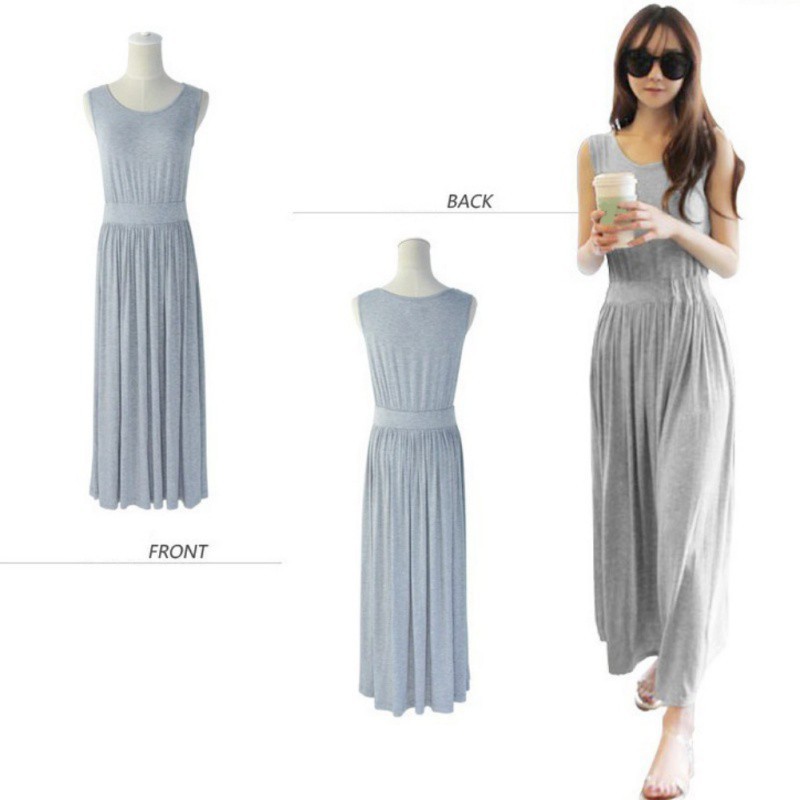 Váy Maxi Cotton Dáng Dài Kiểu Dáng Đơn Giản Cho Nữ