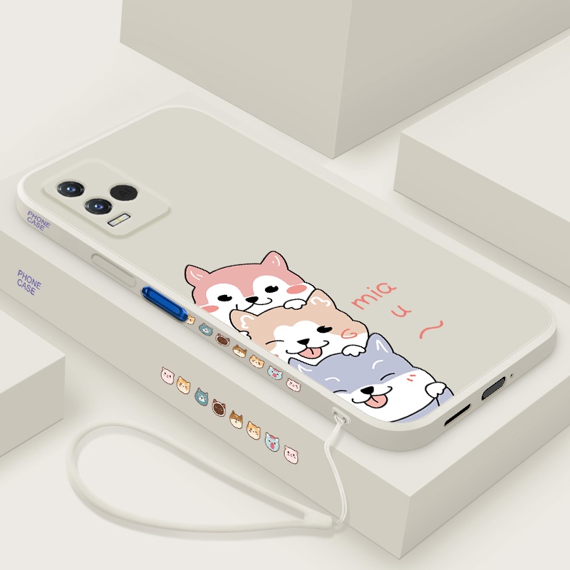Ốp Điện Thoại Silicon Mềm Có Dây Đeo Họa Tiết Hoạt Hình Cho vivo y33s y31 y51 y53 y71 y81