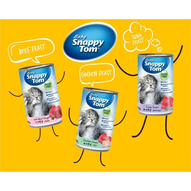 [Mã PET50K giảm Giảm 10% - Tối đa 50K đơn từ 250K] Pate Snappy Tom Baby dành cho mèo con - lon 150gr