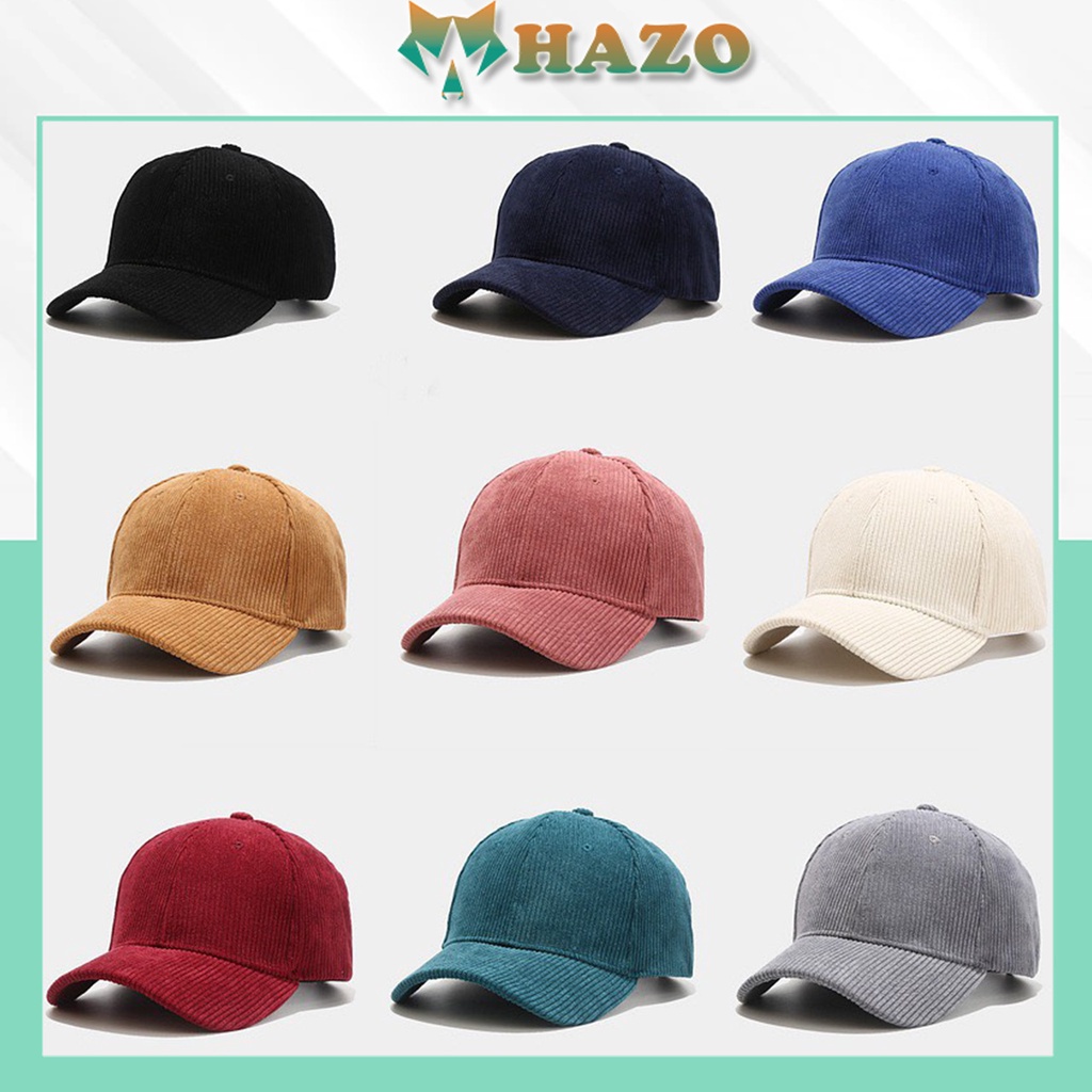 Mũ Lưỡi Trai Nón Kết Nhung Cao Cấp Trơn Fashion 396 Phong Cách Ulzzang Form Unisex Nam Nữ - Hazo