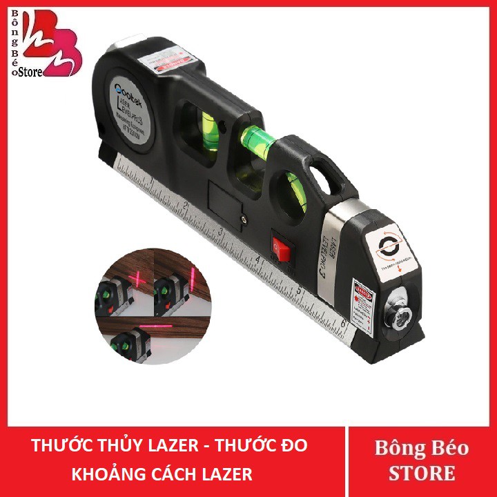 Thước thủy laser đỏ - Thước đo khoảng cách bằng laser - máy đo khoảng cách laser cầm tay giá rẻ PRO 3(Đen)