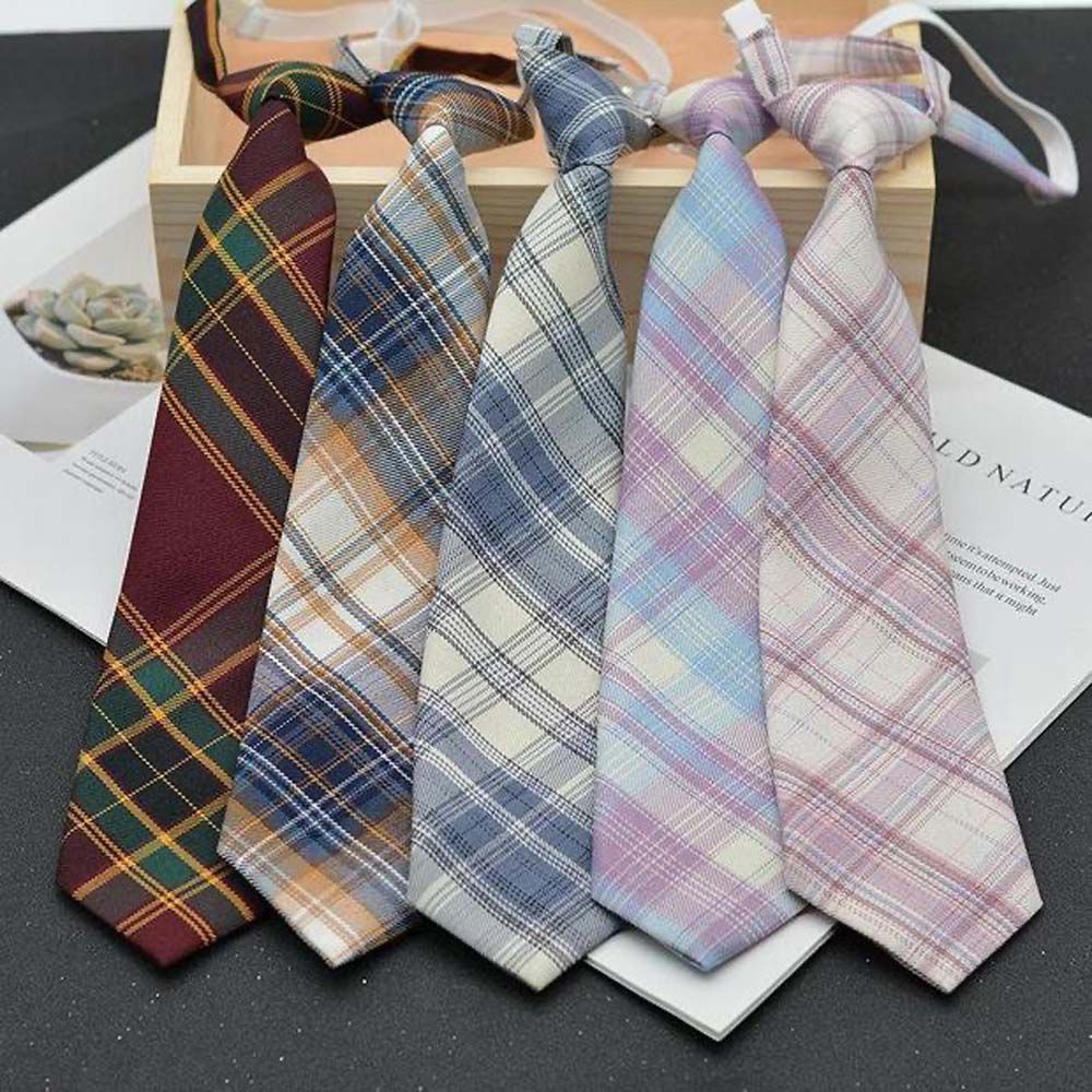 Cà vạt đồng phục thủy thủ họa tiết sọc caro cổ điển thanh lịch có thể tháo rời