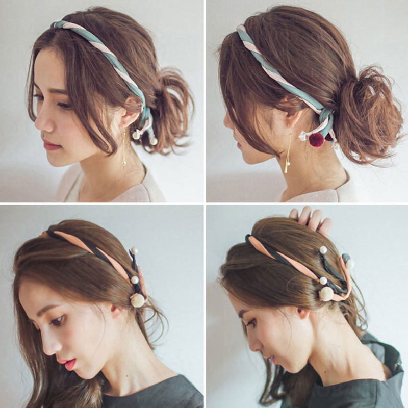 Băng Đô Tai Thỏ Mềm Mại Đính Ngọc Trai Dành Cho Nữ