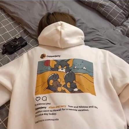 Áo hoodie UNISEX oversize DT Clothes chất nỉ bông dày dặn , áo dài tay có mũ nam nữ tom và jenny