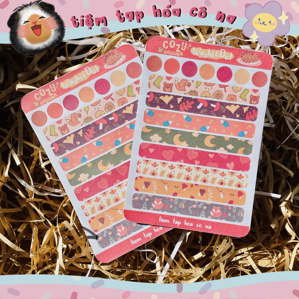 Sticker Cozy Washi & Dot - Hình dán trang trí, planner, bullet journal,trang trí sổ, hình dán dễ thư