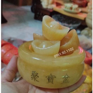 Bát tụ bảo đá hoàng long 10cm thờ cúng Chiêu Tài kích thước 10cm