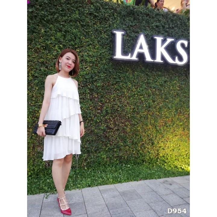 [ Hình thật ] D954 Đầm dập ly cổ yếm tầng | BigBuy360 - bigbuy360.vn