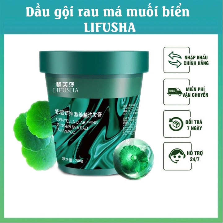 tẩy da chết da đầu muối biển rau má Lifusha, sạch gầu,giảm gãy rụng,hết nhờn ngứa da đầu