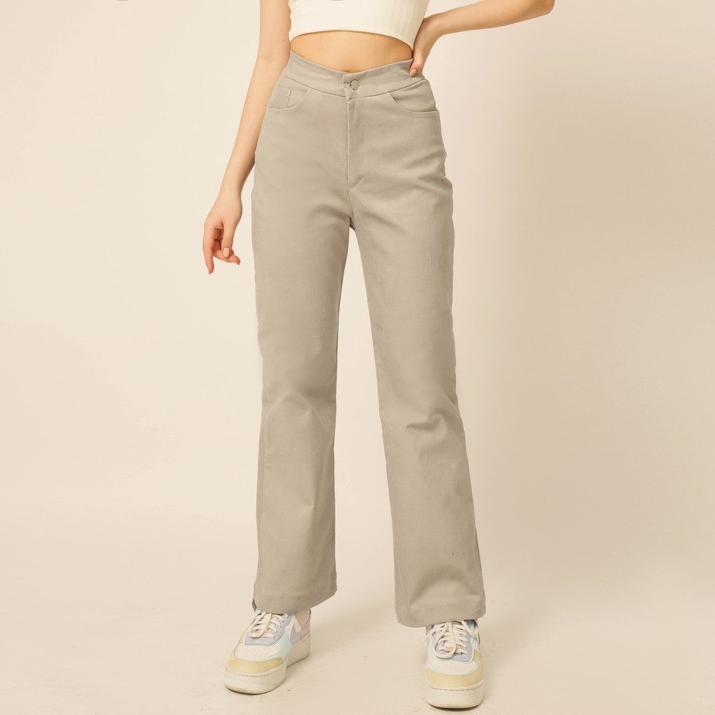 GingerBear - Quần Dài Lưng Cao Ống Suông Đứng Loe Nhẹ Cuối Ống - Donut Pants ( Có Ảnh Chụp Tại Cửa Hàng )