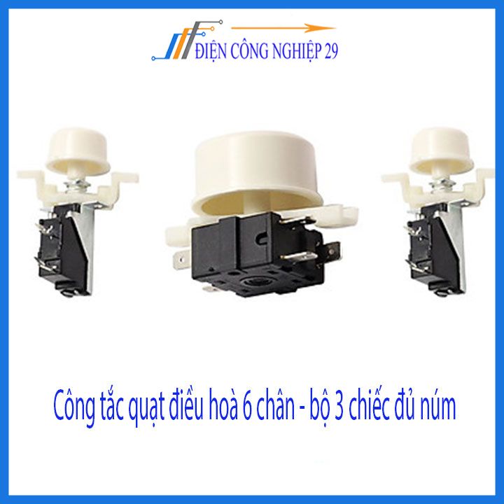 Công tắc quạt điều hoà 6 chân - bộ 3 chiếc đủ núm thay thế sửa chữa quạt