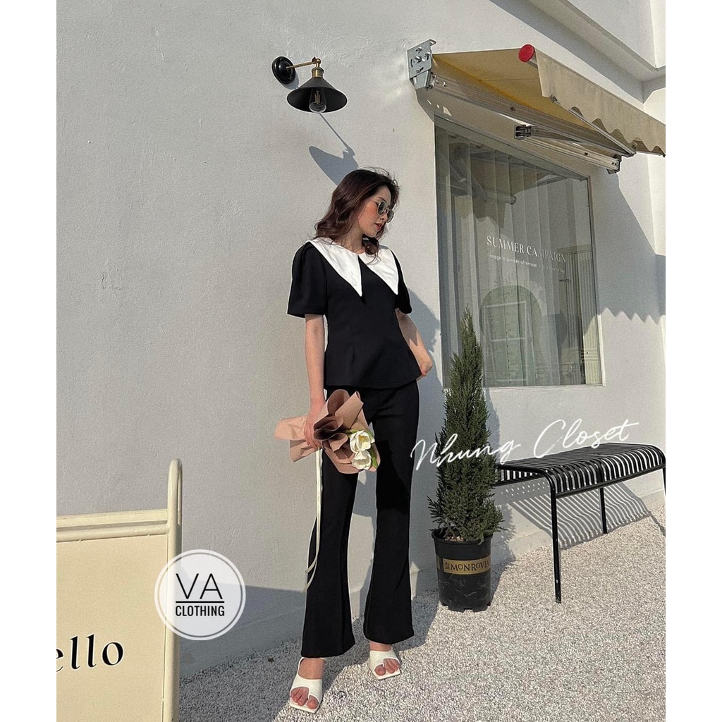 ÁO ĐEN CỔ TRẮNG CHUN SAU LƯNG SANG CHẢNH DỄ MẶC | BigBuy360 - bigbuy360.vn