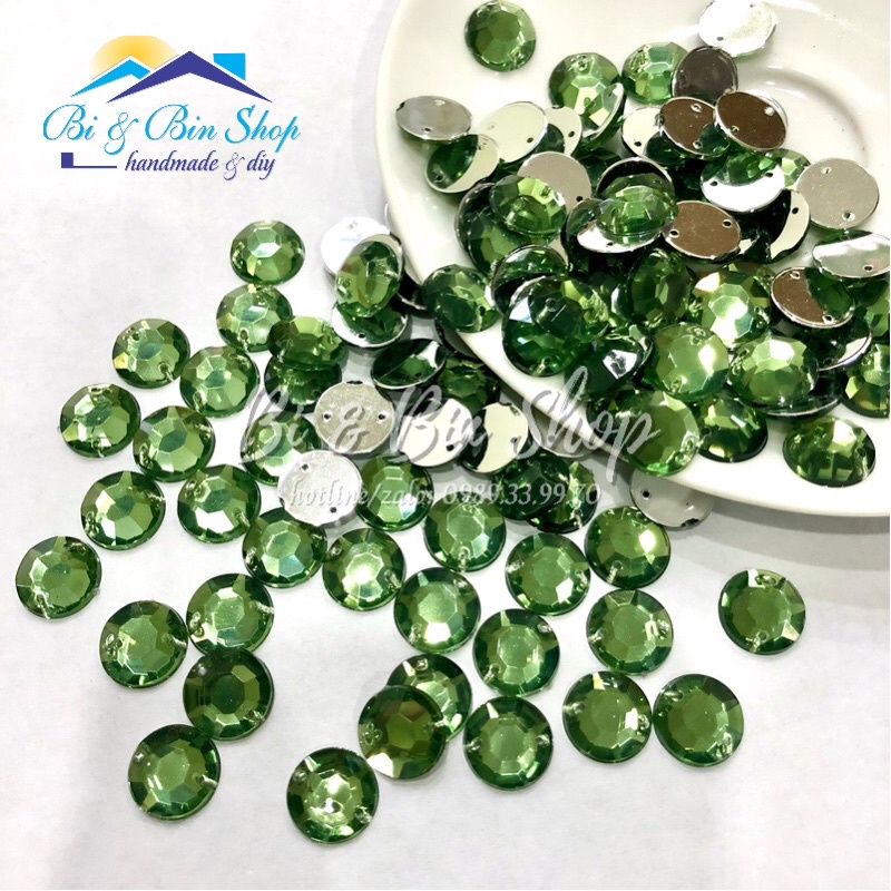 100 Viên Đá Kết Tròn 12mm Đính Kết Trang Phục Thời Trang