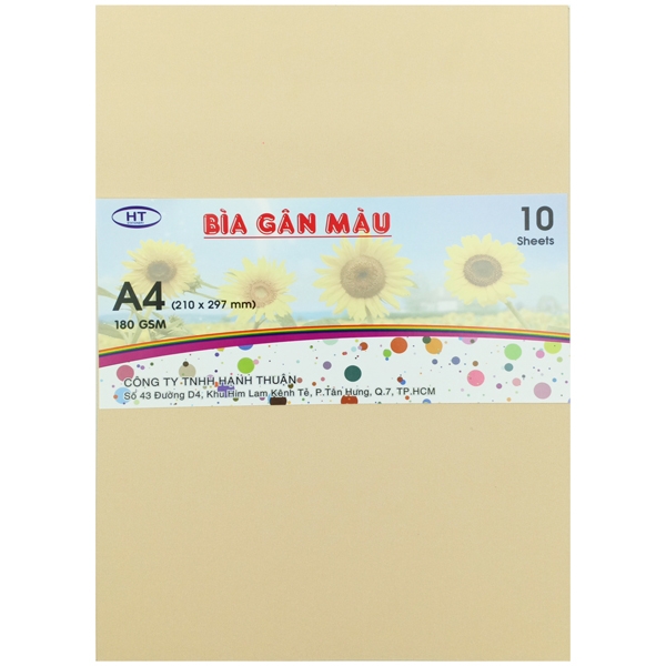 Bìa Gân A4 HT 180gsm - Màu Kem