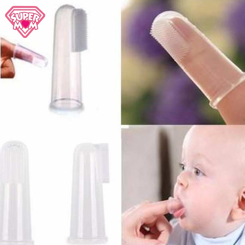 Rơ lưỡi silicon vệ sinh cho bé , rơ lưỡi xỏ ngón làm sạch răng miệng cho bé - Supermom &amp; Baby Corner