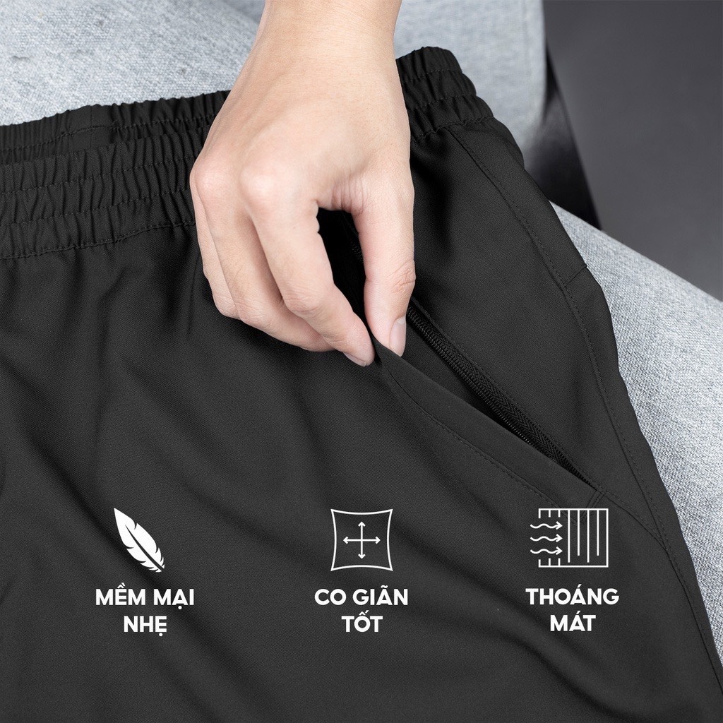 Quần đùi nam short thể thao mặc nhà vải gió co giãn nhẹ mát có khoá kéo co giãn 4 chiều, nhẹ, mềm SHORTGIO