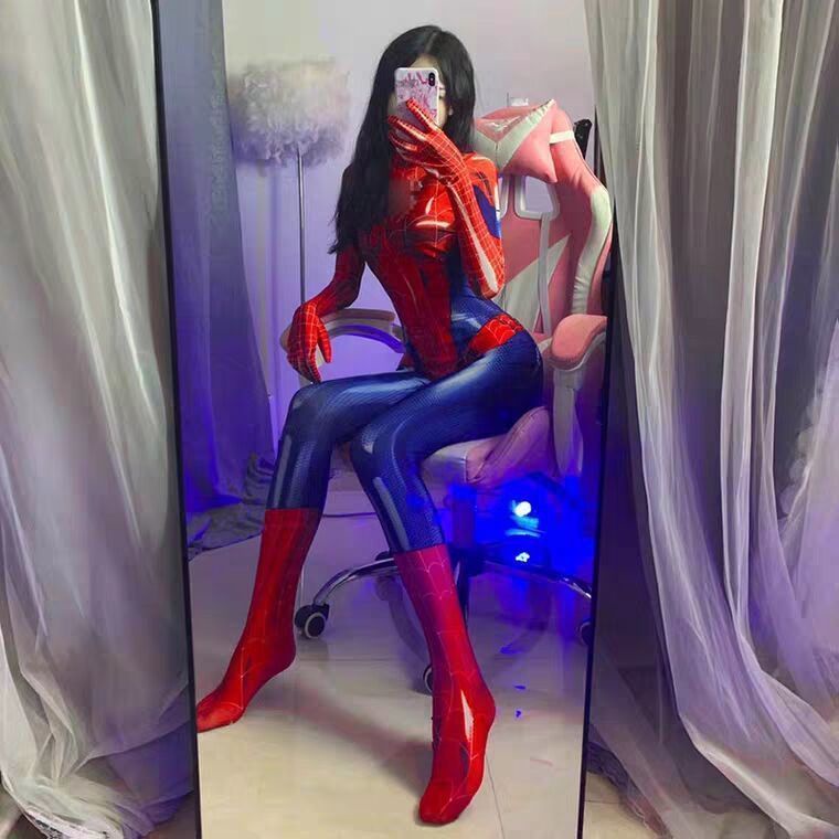 Bộ đồ bó sát liền thân hóa trang người nhện màu đen MJ dành cho nữ