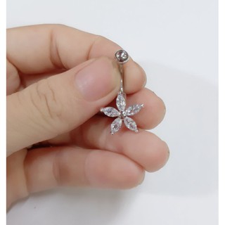 Khuyên rốn đá hình hoa/ khuyên thép y tế
